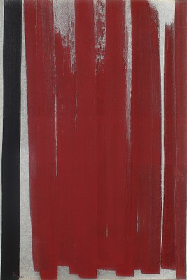 《Harvest》2010年 90.0×60.0cm 朱、墨、和紙に銀箔
