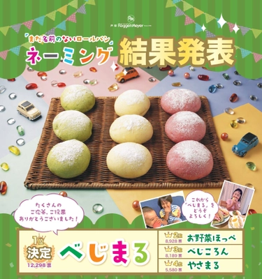 「まだ名前のないロールパン」ネーミング募集 結果発表！ 投票総数34,000票超えの中から「べじまる」が誕生