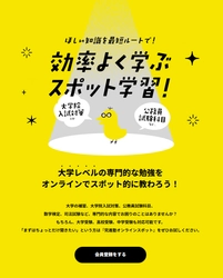 大学レベルの専門指導が「必要なときだけ」受けられる　 大学生・大学院受験生向け オンラインスポット指導サービスを提供開始
