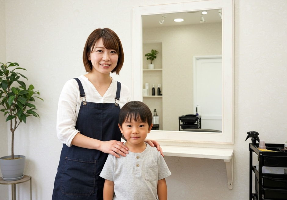 スタッフ親子写真　無理なく、仕事と家庭の両立ができる