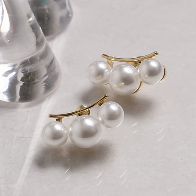 【S925】3連パールピアス