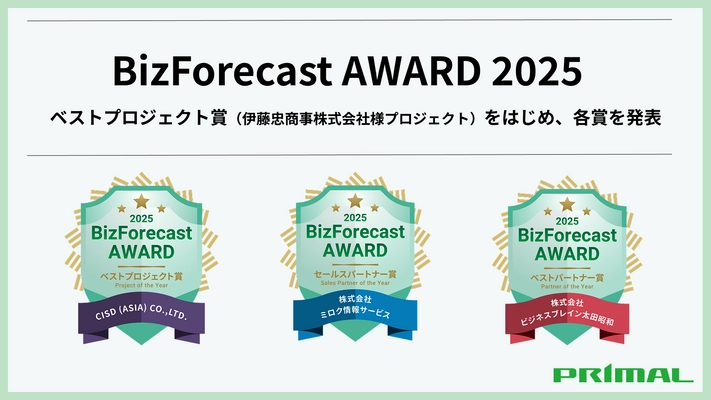 「BizForecast Award 2025」経営管理システム 『BizForecast』を提供するプライマルが 経営管理の進化に貢献したビジネスパートナー企業を表彰