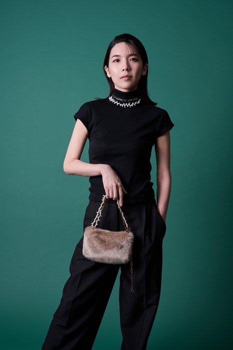 DODY-P bone necklace × fur bag&bone necklace(long)