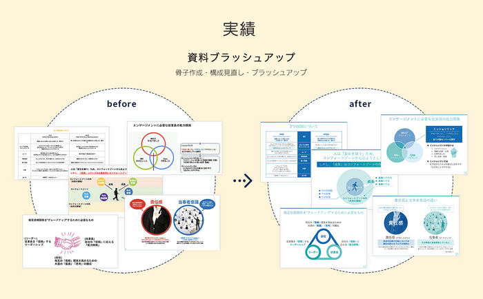 資料ブラッシュアップの実績