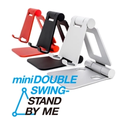 移動中の新幹線や、休日のカフェで。 動画が見やすい折りたたみ式スマホスタンド 「mini DOUBLE SWING-STAND BY ME」4月26日販売開始