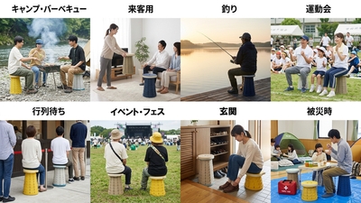 伸縮式スツールの使用イメージ
