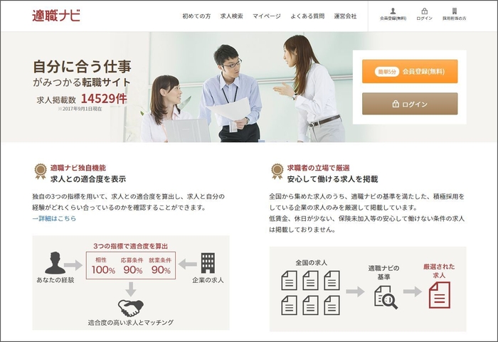 求職者サイト画面