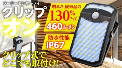 何処でも挟めるクリップ式センサーソーラーライト 「クリップオン」をMakuakeで先行予約販売