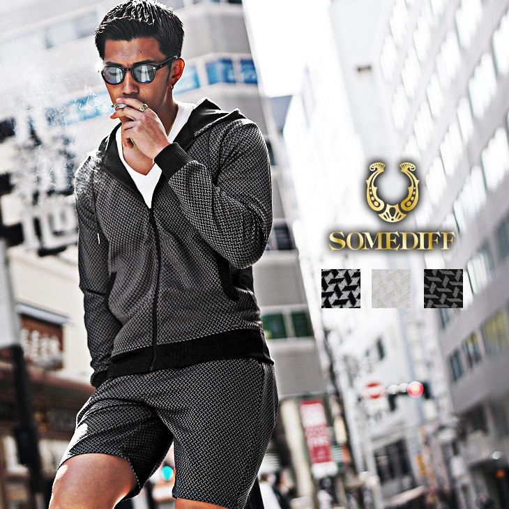 総柄パーカーセットアップ