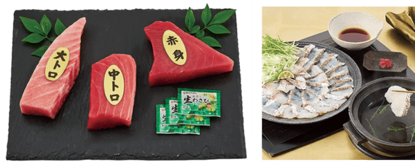 近大マグロセット（左）、近大鯛しゃぶセット（右）