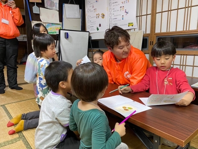 夜のお楽しみで探検の後のふりかえり