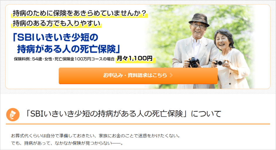 SBIいきいき少短の持病がある人の死亡保険