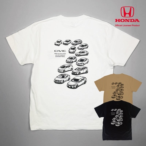 2401HD41-07 シビック Honda CIVIC HISTORY Tシャツ