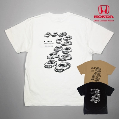 2401HD41-07 シビック Honda CIVIC HISTORY Tシャツ