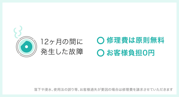 万が一の故障もあんしん　修理費はずっと無料です