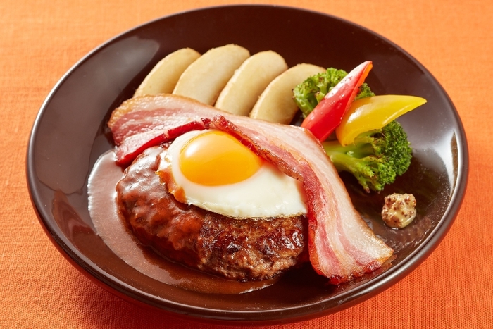 和牛の旨み!豪州産プレミアムビーフ100%ハンバーグ&濃厚ベーコンのグリル