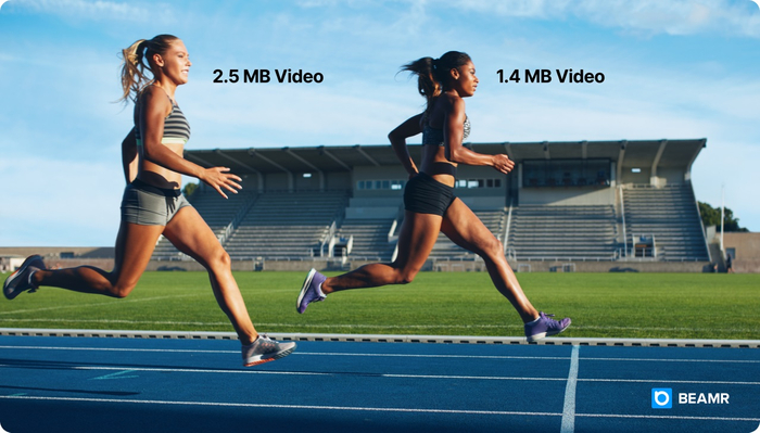 ビーマー社のビデオ軽量化技術による、抽出・変換・格納（ETL）の高速化のイメージ