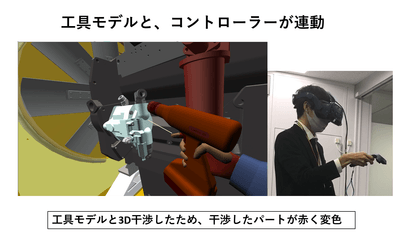 工具の3Dモデルとコントローラーが連動