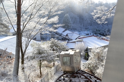 冬の登山電車の様子