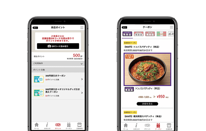 図2 来店ポイント/クーポンの画面ショット