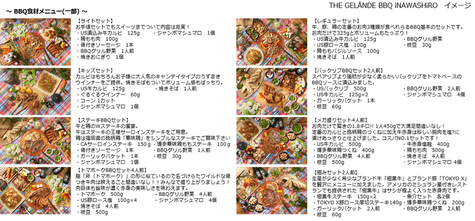 BBQ食材メニュー1部