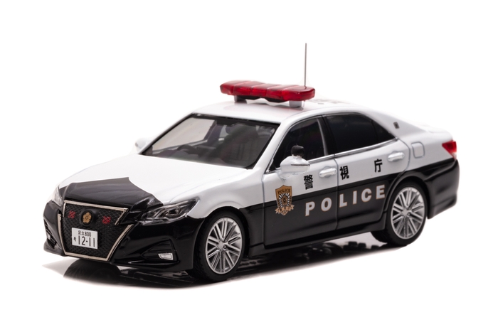 左前:1/43 トヨタ クラウン アスリート (GRS214) 2019 警視庁高速道路交通警察隊車両 (速13)