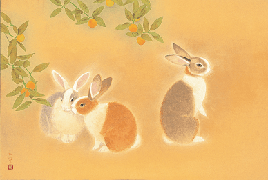 上村松篁「兎1」昭和62年(1987)
