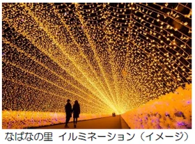 近鉄長島駅に急行を臨時停車、「なばなの里」への直通バスを運行