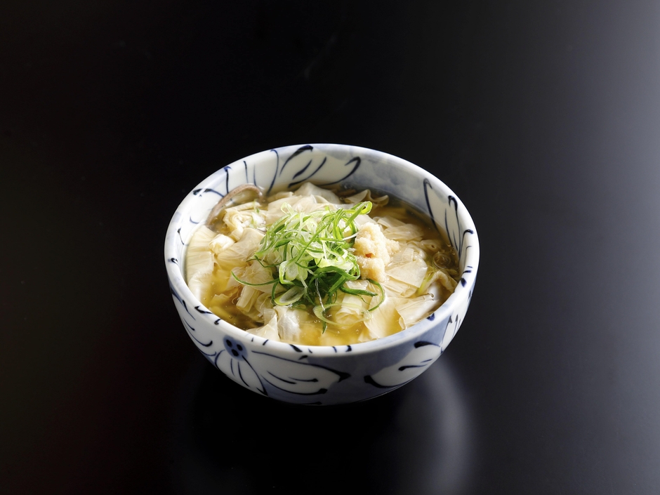 生湯葉と九条葱の蕎麦