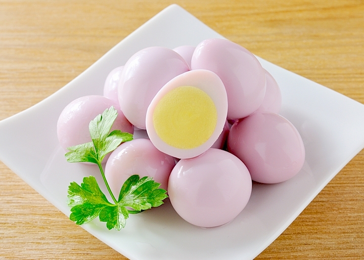 調理例:うずら卵の岩下漬け