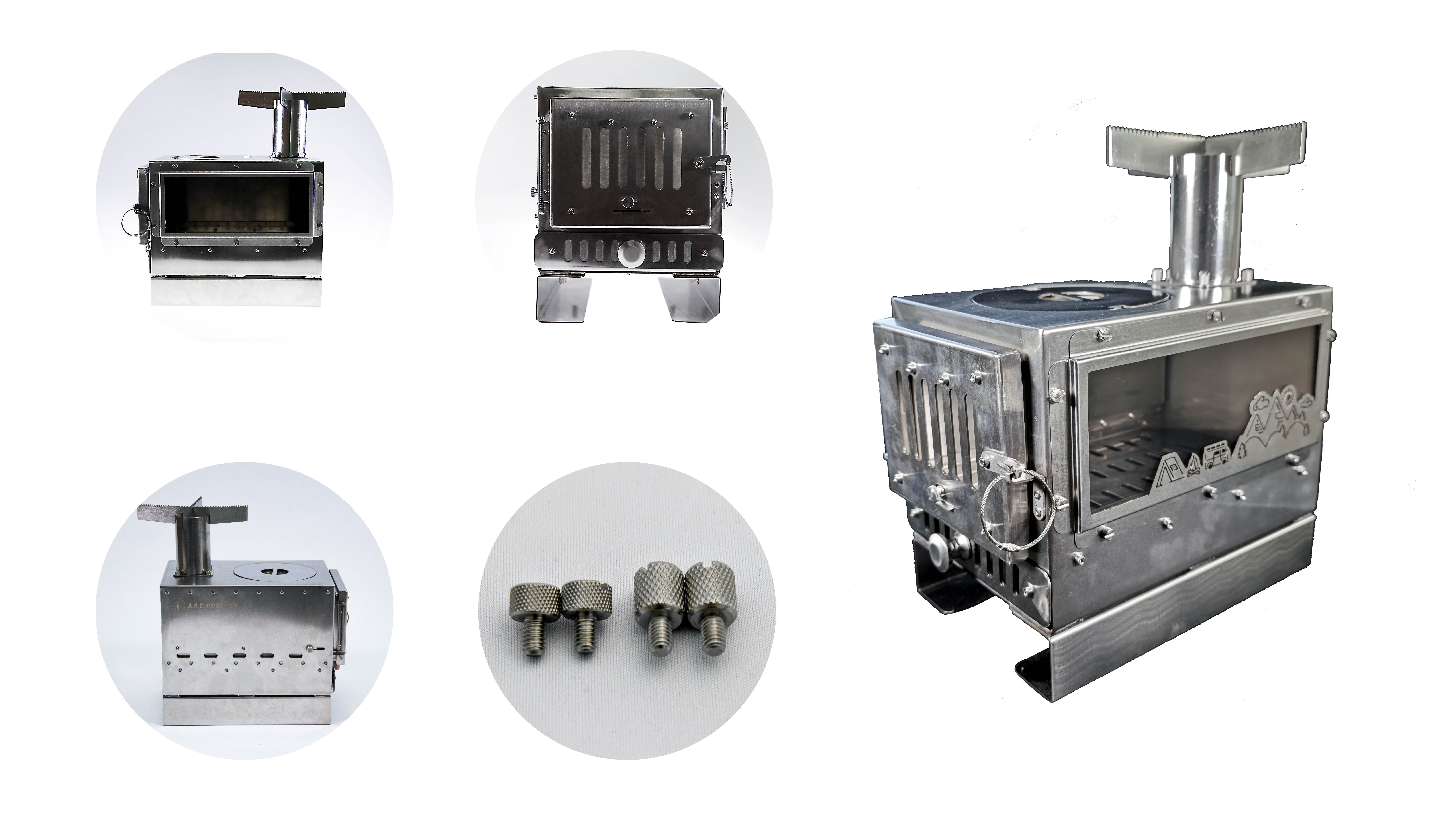 昔ながらの薪ストーブの構造を参考に、前扉下部には灰トレイを採用