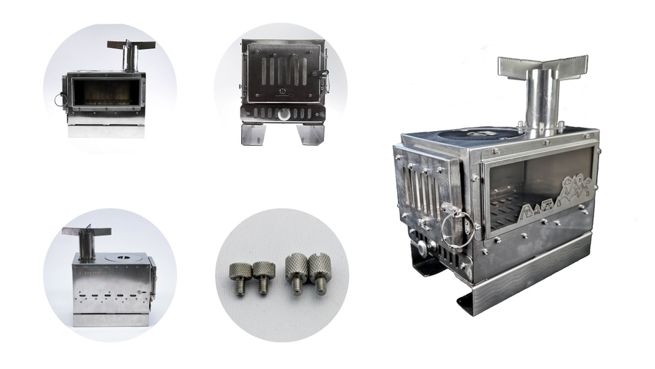 昔ながらの薪ストーブの構造を参考に、前扉下部には灰トレイを採用