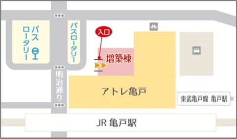 アトレ亀戸平面図(延床面積 約33&#44;100m2 → 増床後 約36&#44;000m2)