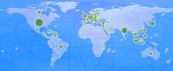 世界各地の利用者分布図