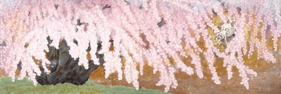 展示作品一例 「繁栄の桜」日本画 南 正文(大阪府/口で描いた絵)