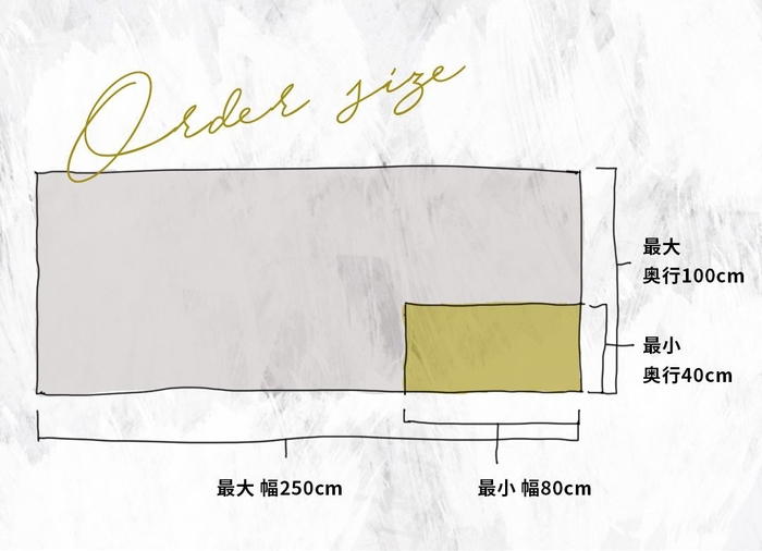 最小w80cm×D40cm、最大w250cm×D100cm