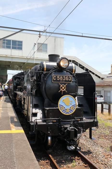 SLパレオエクスプレス　行田市駅入線時の様子(7月22日(火) 試運転時)3