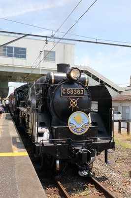 SLパレオエクスプレス　行田市駅入線時の様子(7月22日(火) 試運転時)3
