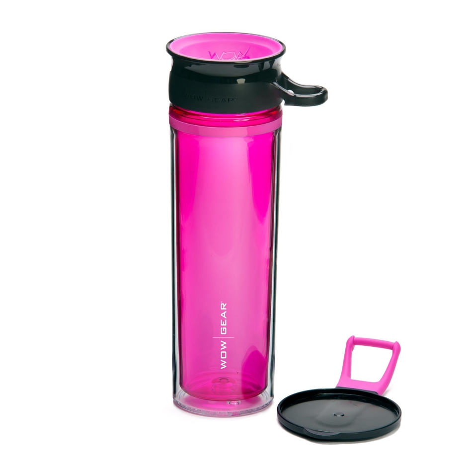 WOW GEAR　スポーツボトル(真空断熱構造2層トライタン) 600ml ピンク/ブラック