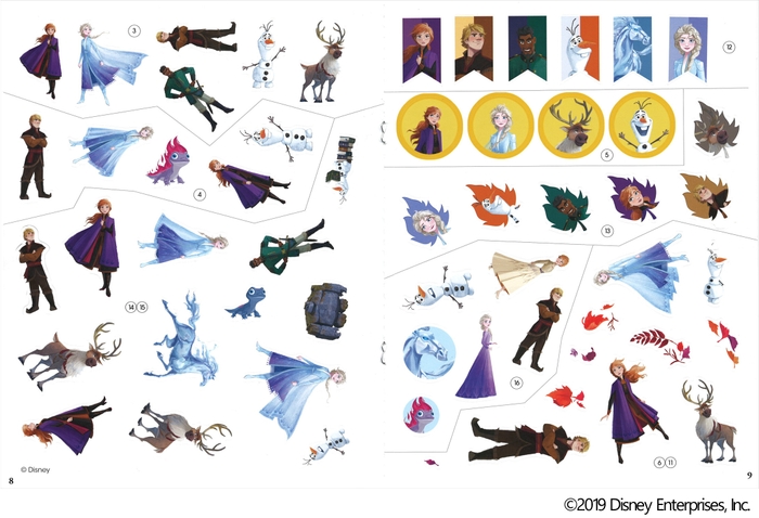 アナやエルサ、オラフや新しいなかまのシールが勢ぞろい