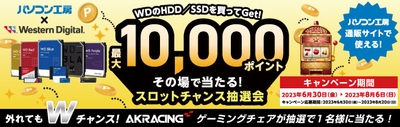 パソコン工房&ウエスタンデジタル コラボ企画 その場で当たるスロットチャンス抽選会を開催