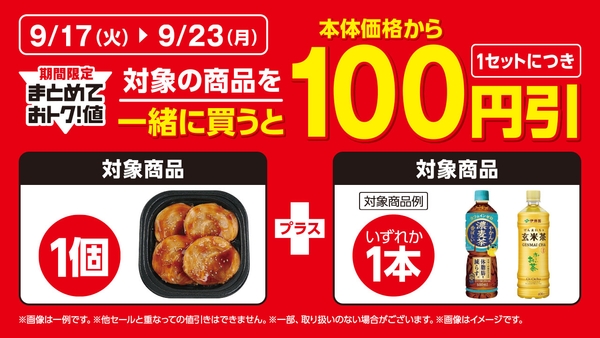 【期間限定でまとめておトク！値】対象の商品を一緒に買うと、１セットにつき本体価格から１００円引販促物（画像はイメージです。）
