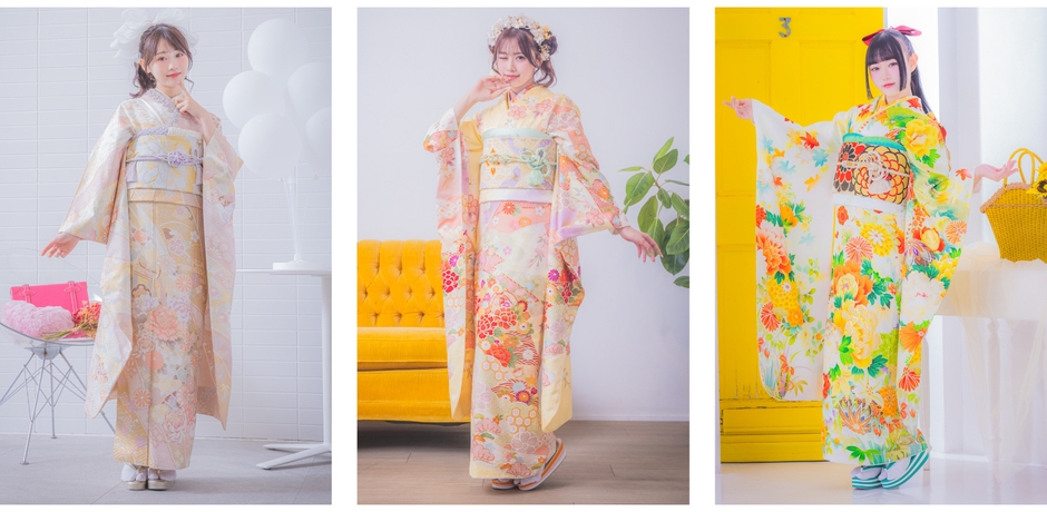 左から、古園井寧々　着用(MC-109)、瀬川陽菜乃　着用(I-3606) 、川島梨々花　着用(I-3809)