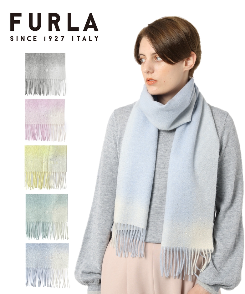 フルラ (FURLA) ラメ入り ラインストーン付 マフラー 洗える カシミヤ100％24-135-44077