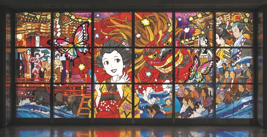 蝶たちと戯れる大獅子