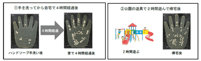 図1 手のひらの菌付着量の比較