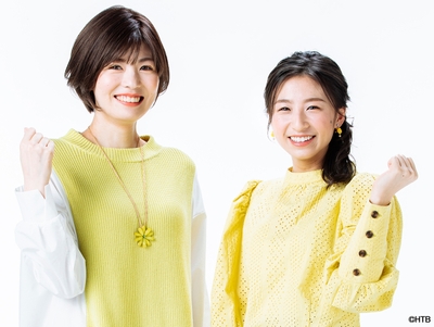 onちゃん誕生会を盛り上げる 田口彩夏アナ(左)、森唯菜アナ(右)(C)HTB