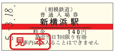 復刻販売する「赤帯硬券入場券」（イメージ）