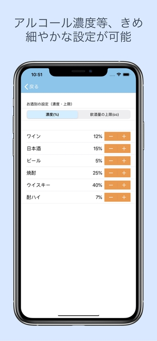 アルコール濃度等の変更も可能