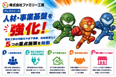 株式会社ファミリー工房、人材・事業基盤を強化　 電気工事の内製化や床下事業、地域催事など5つの重点施策を始動